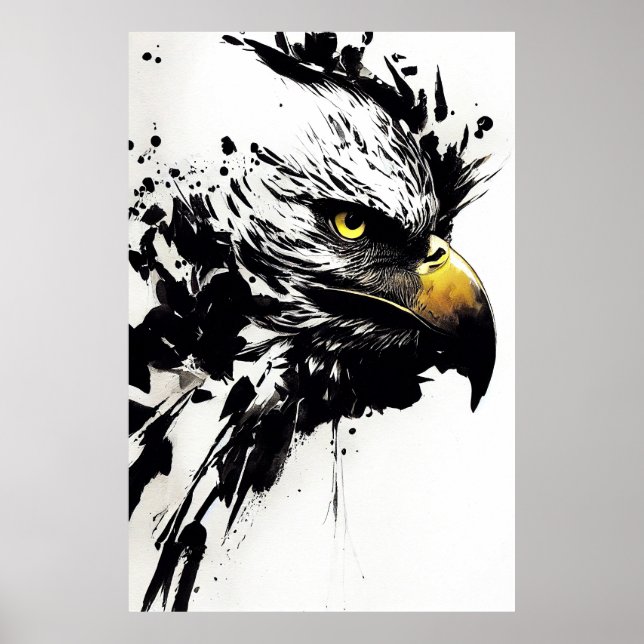 Eagle Bald Wild Nature Free Spirit Art Brush Paint Poster (Front)