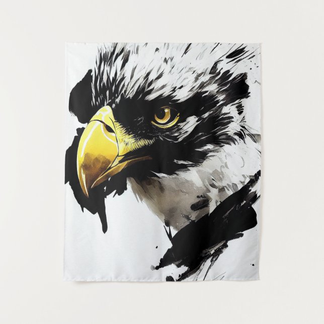 Eagle Bald Wild Nature Free Spirit Art Brush Paint Tapestry (Front)