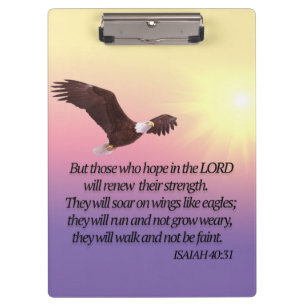 Eagle Bible Verse Yellow Pink Purple Clipboard
