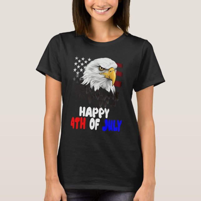 Eagle Bird 4th of July American Flag Veterans Memo T-Shirt (Front)