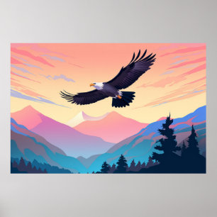 Eagle Bird Animal Mountain Nature Wilderness Poster