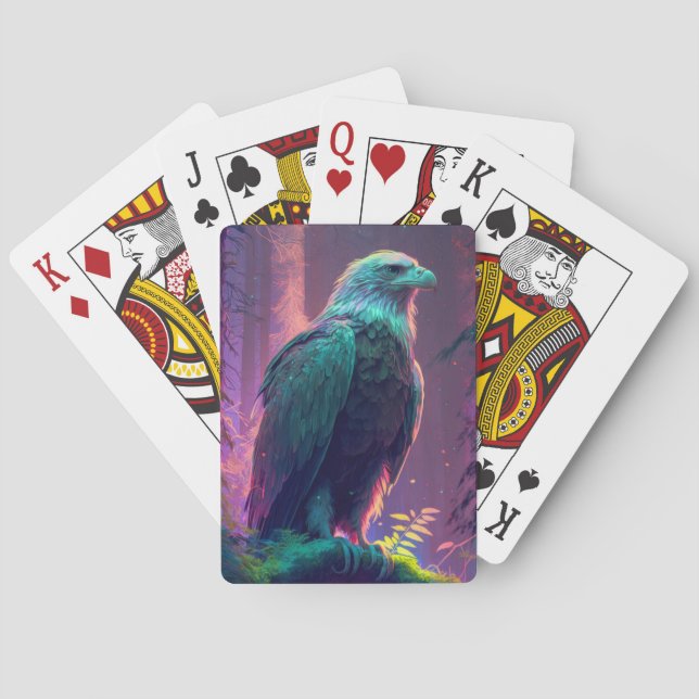 Eagle Bird Animal Portrait Painting Wildlife Playing Cards (Back)