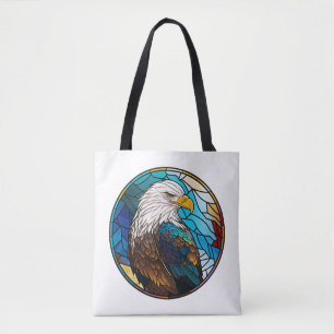 Eagle Bird Animal Portrait Stained Glass Wildlife  Tote Bag