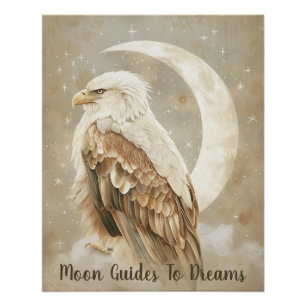 Eagle bird baby sleeping on Moon Poster