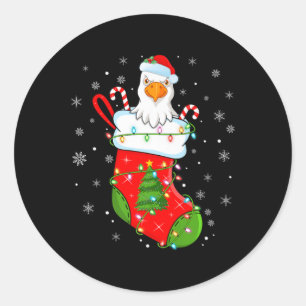 Eagle Bird In Christmas Socks Santa Lights Xmas Pr Classic Round Sticker