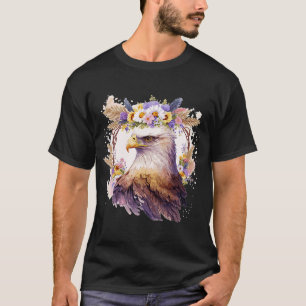Eagle Bird Of Prey Flower Crown Floral Birding T-Shirt