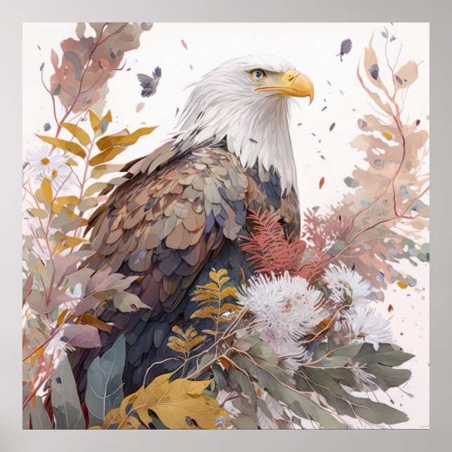 Eagle Bird Portrait Animal Painting Wildlife Free Poster (Front)