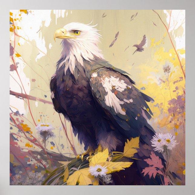 Eagle Bird Portrait Animal Painting Wildlife Free Poster (Front)