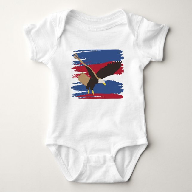 Eagle Bird USA Patriotic American Flag  Baby Bodysuit (Front)