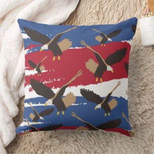 Eagle Bird USA Patriotic American Flag Cushion