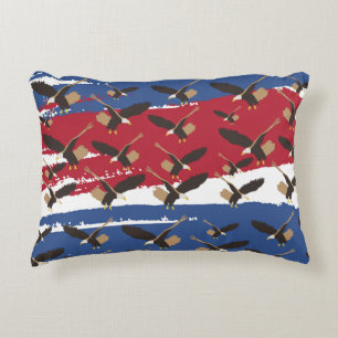 Eagle Bird USA Patriotic American Flag   Decorative Cushion