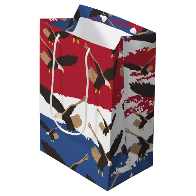 Eagle Bird USA Patriotic American Flag  Medium Gift Bag (Front Angled)