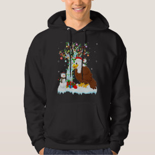 Eagle Bird Xmas Tree Lighting Santa Hat Eagle Chri Hoodie