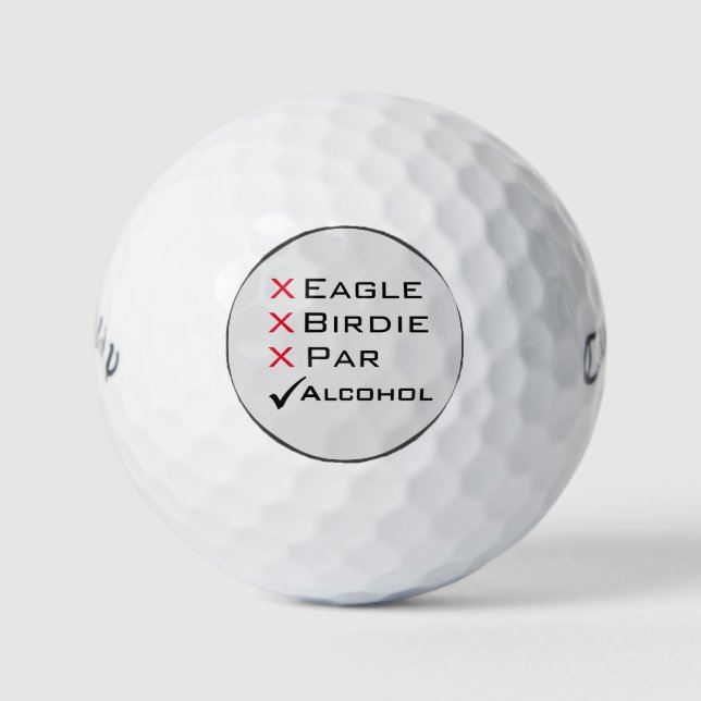 Eagle Birdie Par Alcohol  Golf Humour Golf Balls (Front)