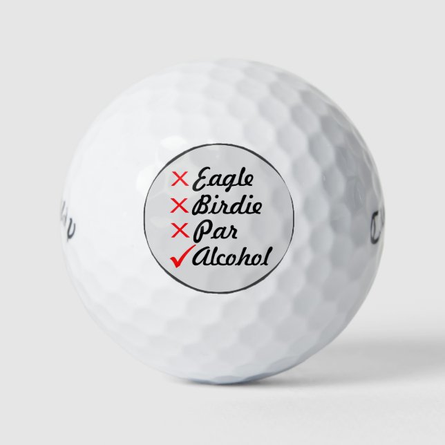 Eagle Birdie Par Alcohol  Golf Humour Golf Balls (Front)