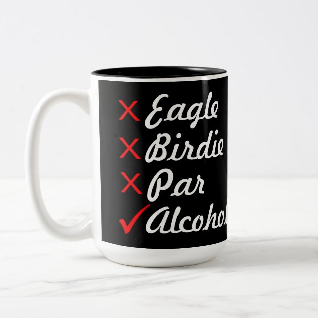 Eagle Birdie Par Alcohol Humour Two-Tone Coffee Mug (Left)