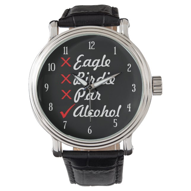 Eagle Birdie Par Alcohol Humour Watch (Front)