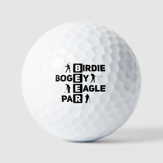 Eagle Birdie Par Bogey Beer funny  Golf Balls (Front)