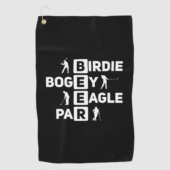 Eagle Birdie Par Bogey Beer funny  Golf Towel (Front)