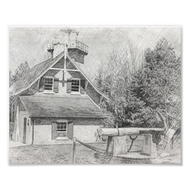 Eagle Bluff Lighthouse - Door County - Pencil Draw Photo Print (Front)