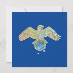 Eagle Carrying Earth Deep Blue Holiday Card