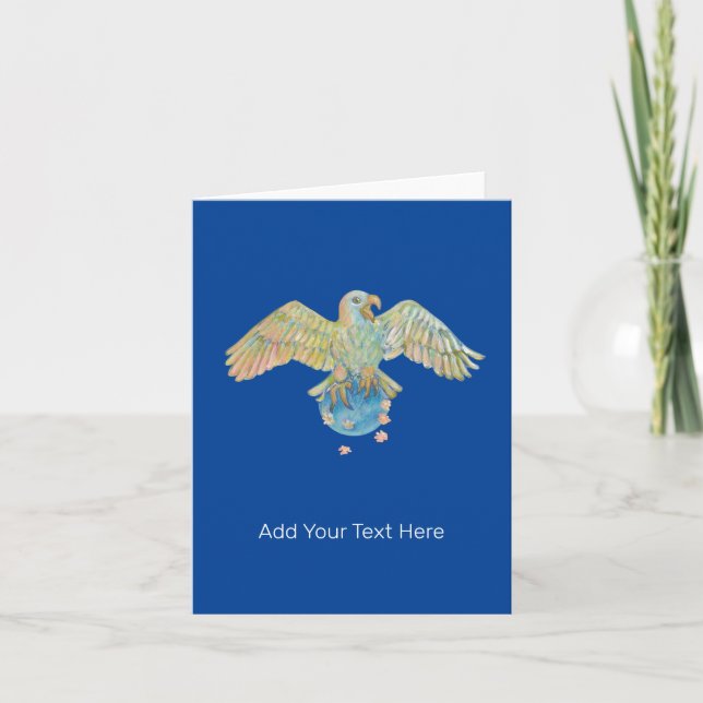 Eagle Carrying Earth Deep Blue Note Card (Front)