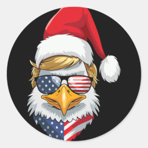 Eagle Christmas Usa – Trump Santa Funny Graphic Classic Round Sticker