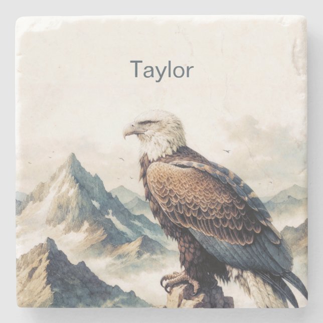 Eagle Coaster, Personalised  Stone Coaster (Front)