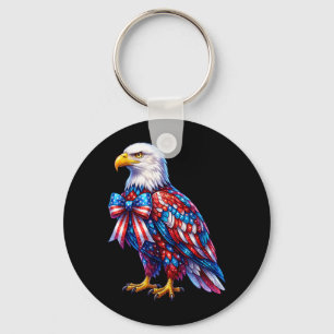 Eagle Coquette Patriotic USA American Flag 4th of Key Ring