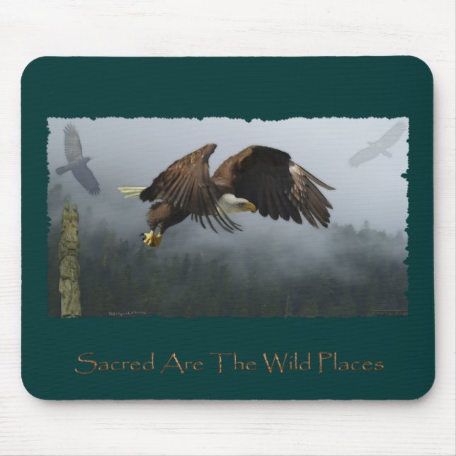 EAGLE, CROW, TOTEM POLE & MISTY FOREST Gifts Mouse Pad (Front)