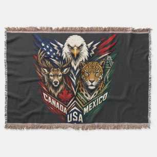 Eagle Deer Jaguar Nature Art Throw Blanket