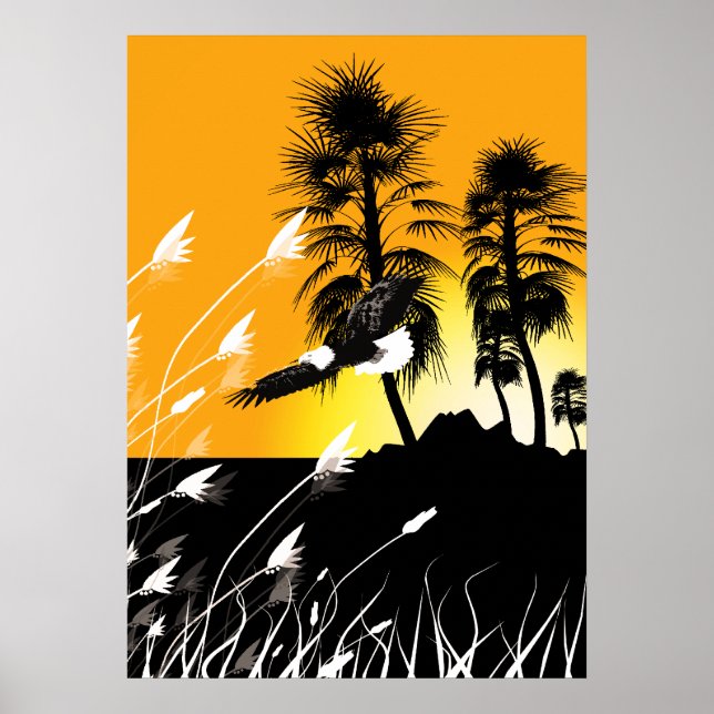 Eagle Desert Summer Silhouettes Poster (Front)