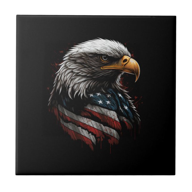 eagle design with american flag ceramic tile (Front)