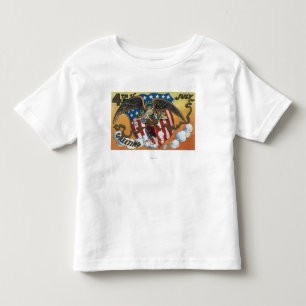 Eagle Emblem Holding Fireworks, Flag-Shield Toddler T-Shirt