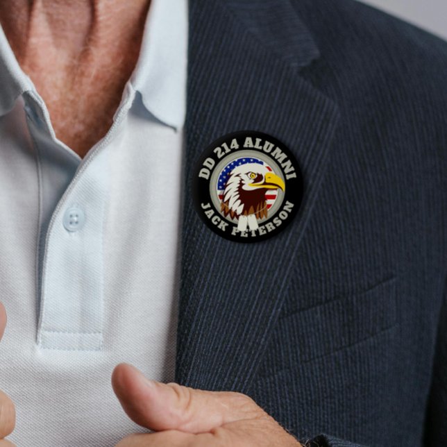 Eagle Emblem USA Flag | DD 214 Alumni Monogram 6 Cm Round Badge (Creator Uploaded)