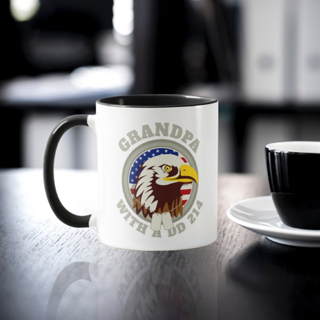 Eagle Emblem USA Flag | Grandpa DD 214 Black Mug (Creator Uploaded)