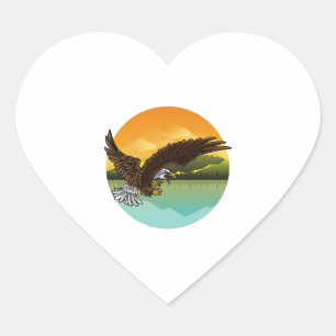 Eagle Falcon Bird Swooping Hawk Buzzard Raptor Heart Sticker