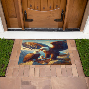 Eagle Family Nesting Atop a Cliff During 36x24 Doormat