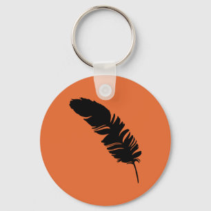 Eagle feather black silhouette key ring