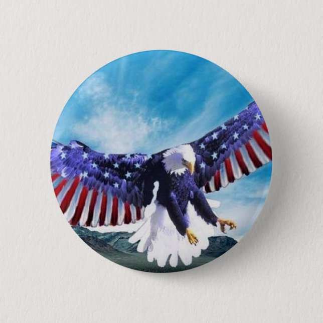 Eagle Flag 6 Cm Round Badge (Front)