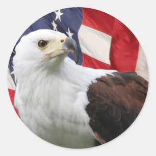 Eagle &  Flag Classic Round Sticker