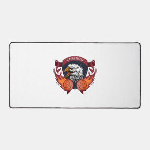 Eagle Flame Basketball Crest Desk Mat