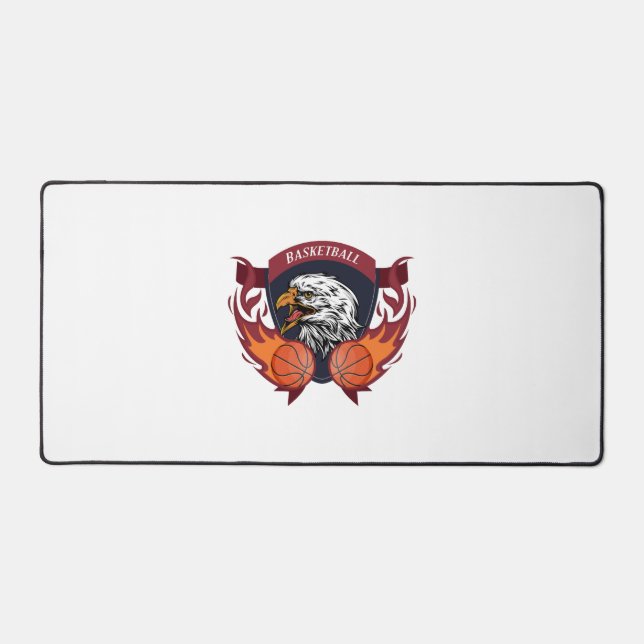 Eagle Flame Basketball Crest Desk Mat (Front)