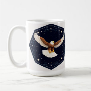 Eagle Flying Against Starry Background Coffee Mug