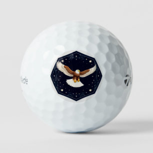 Eagle Flying Against Starry Background Golf Balls