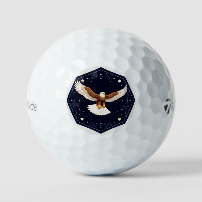 Eagle Flying Against Starry Background Golf Balls (Front)