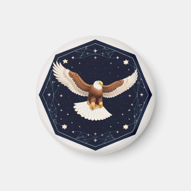 Eagle Flying Against Starry Background Magnet (Front)