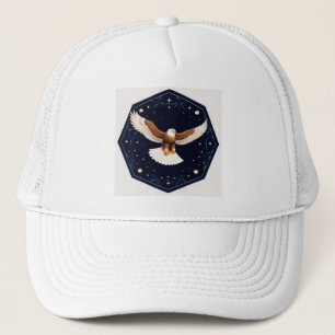 Eagle Flying Against Starry Background Trucker Hat