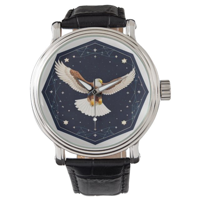 Eagle Flying Against Starry Background Watch (Front)