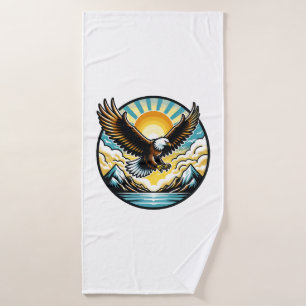 eagle flying bath towel